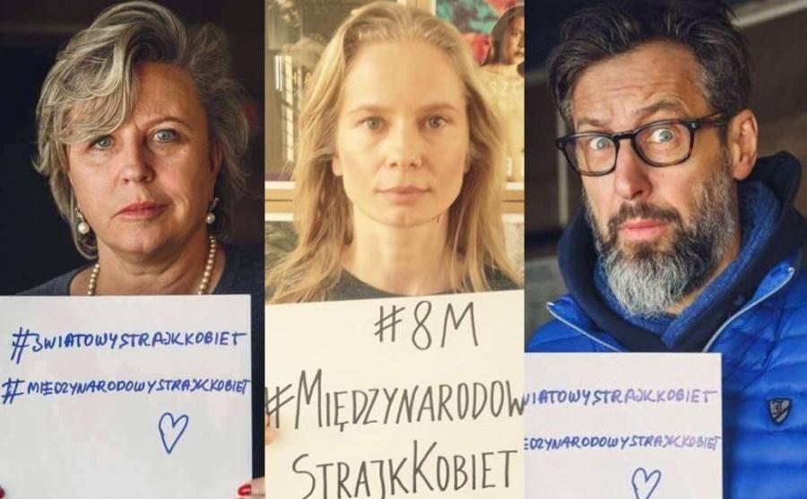 Krystyna Janda, Magdalena Cielecka i Szymon Majewski popierają Strajk Kobiet 8 marca / zdjęcie z profiul Strajk Kobiet